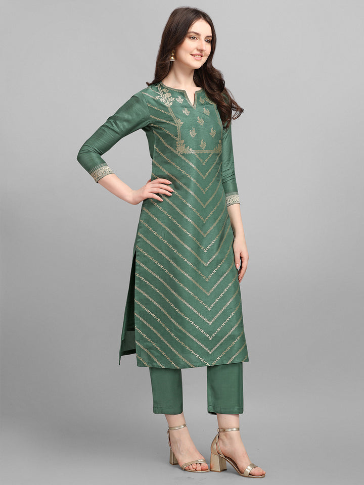 Cyan Green Jacquard Placement Kurta Product vendor