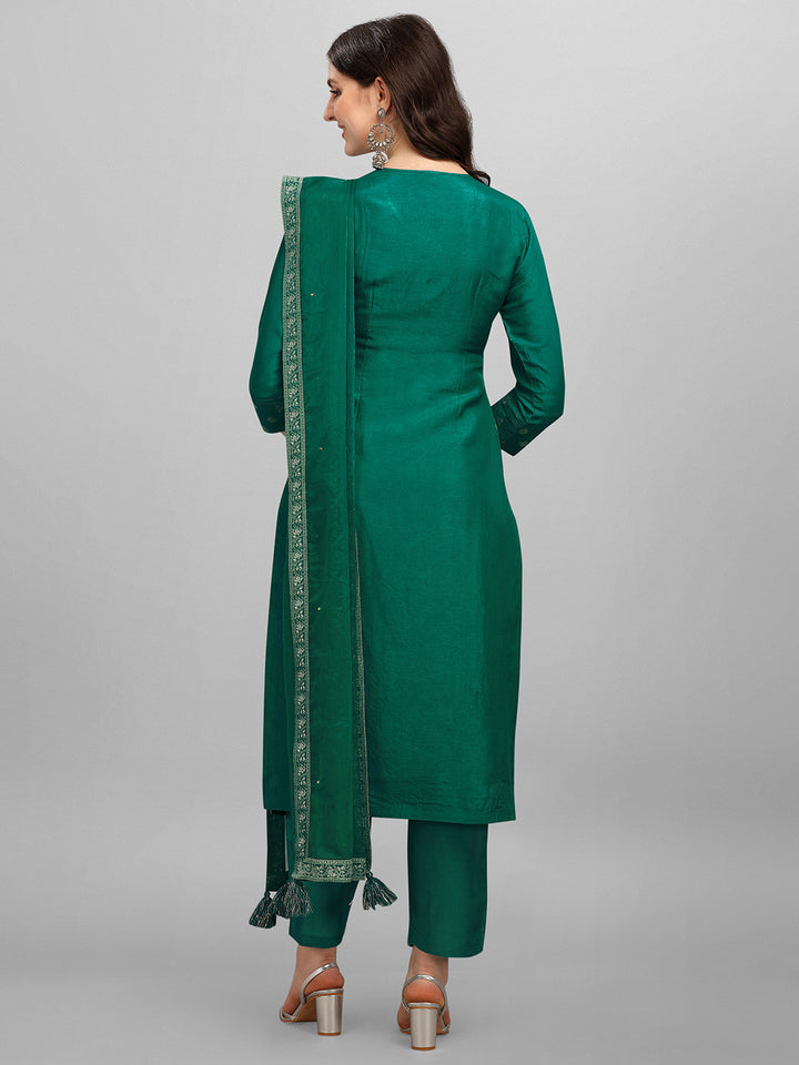 Green Panel Jacquard Kurta Suit Set Product vendor