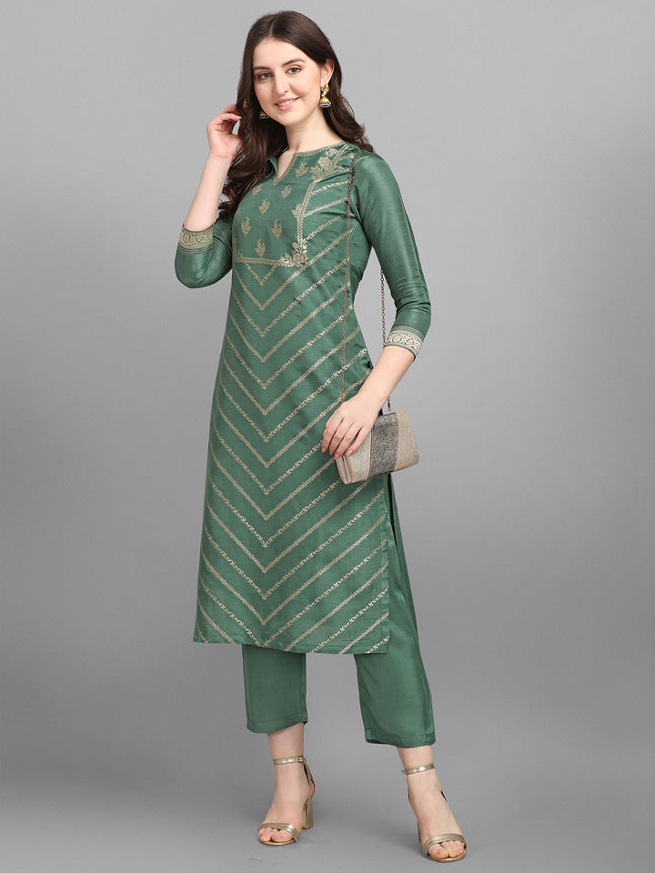 Cyan Green Jacquard Placement Kurta Product vendor