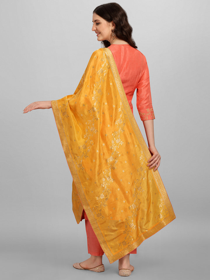 Orange Meena Jacquard Kurta Suit Set Product vendor
