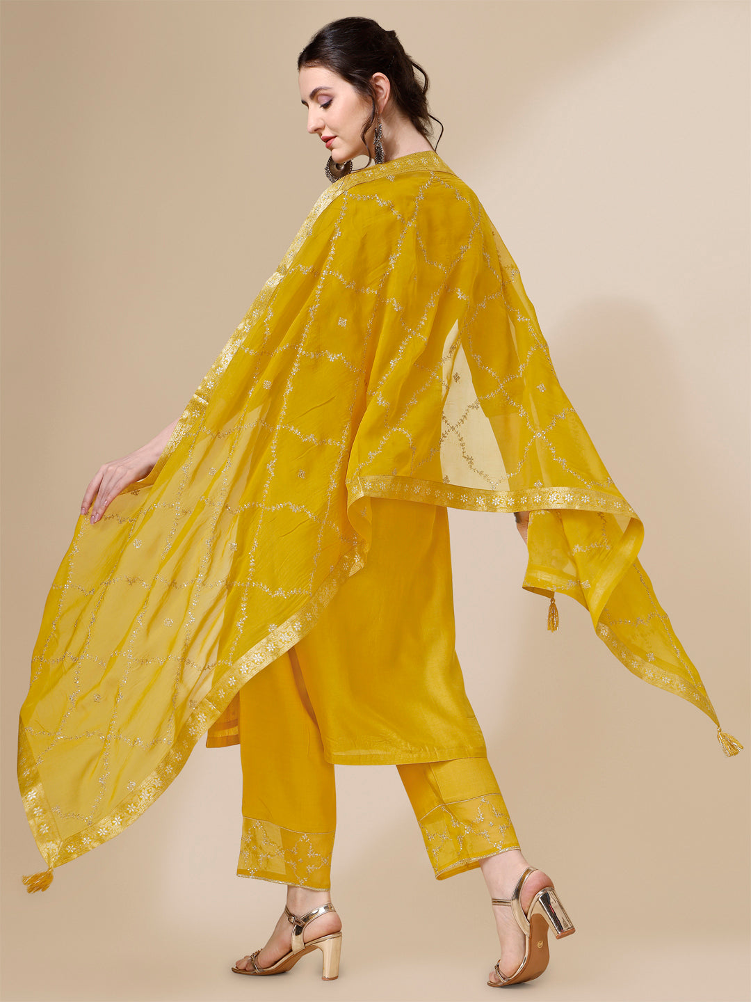 Yellow Jacquard Kurta Suit Set Product vendor