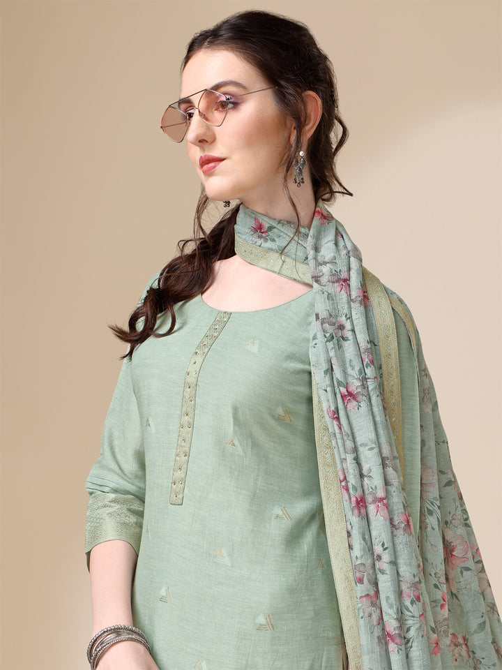 Grey Linen Jacquard Straight Kurta Suit Set Product vendor