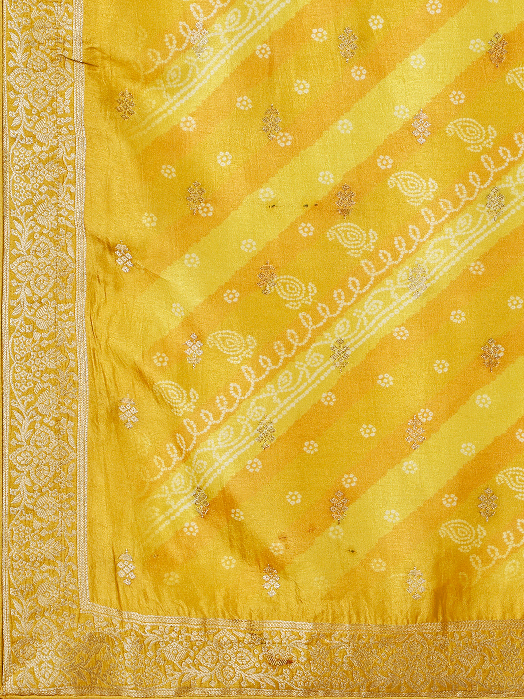 Yellow Jacquard Kurta Suit Set with Bandhani Printed Dupatta Product vendor