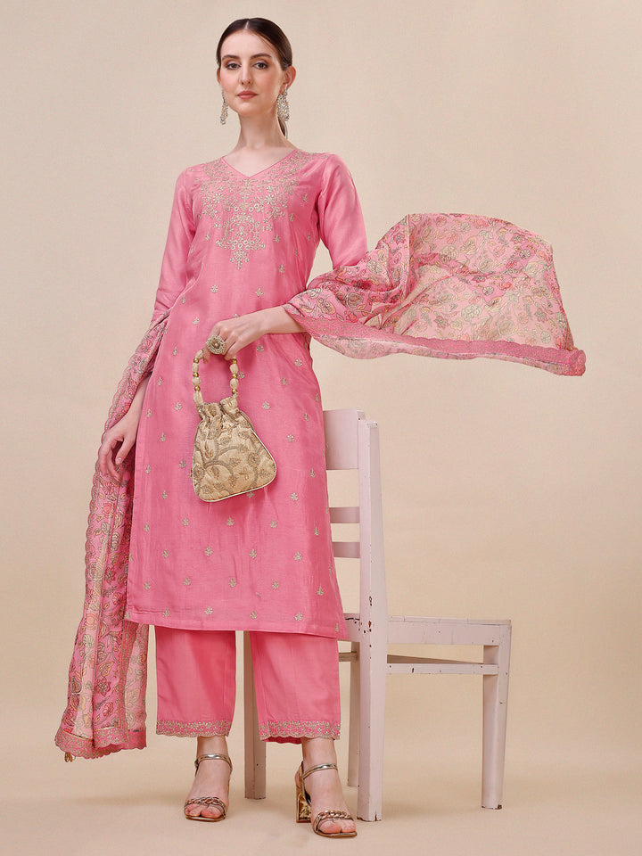 Peach Embroidery Kurta Suit Set Product vendor