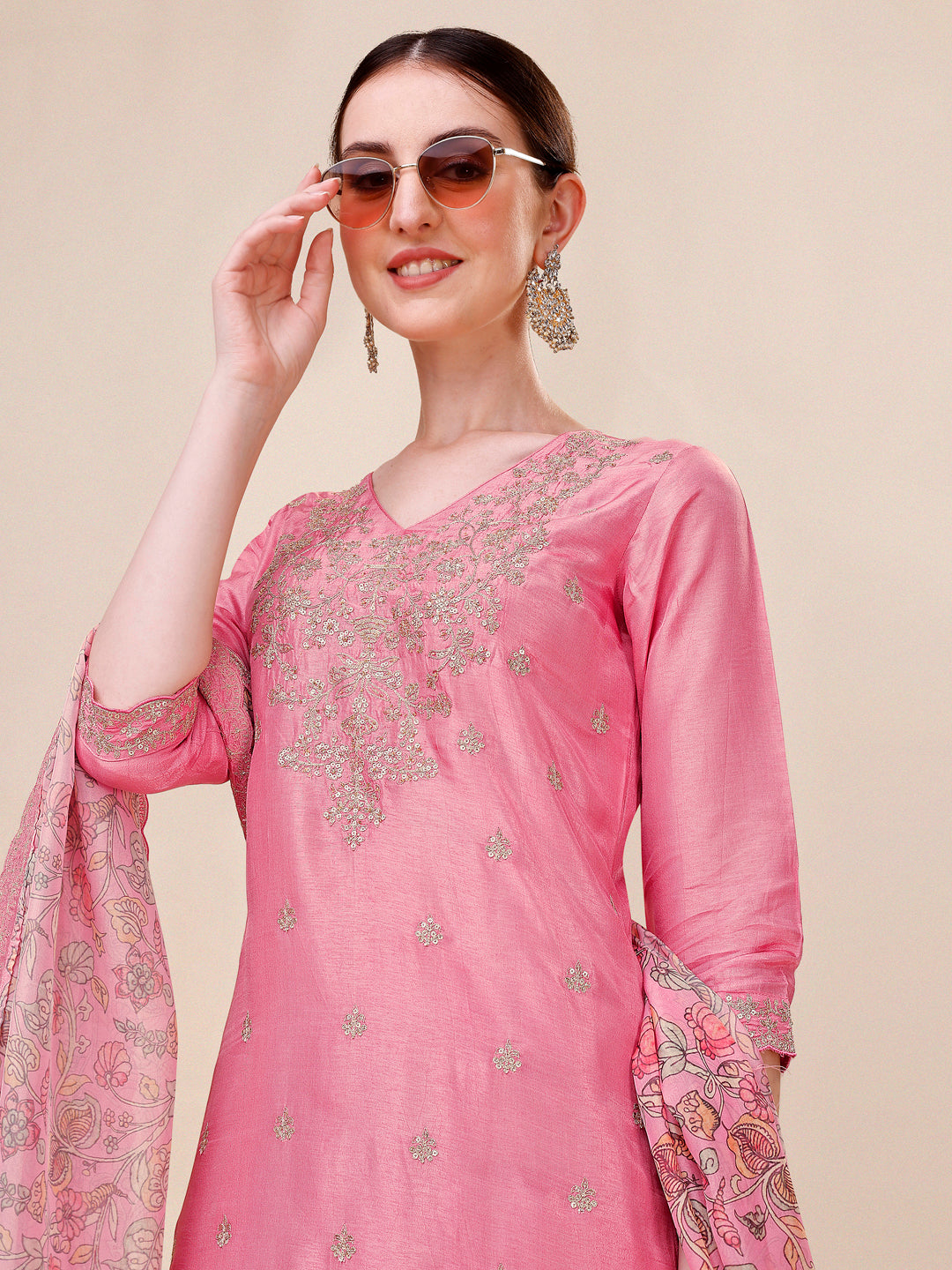 Peach Embroidery Kurta Suit Set Product vendor