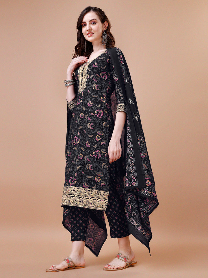 Black Printed Kurta Suit Set Product vendor