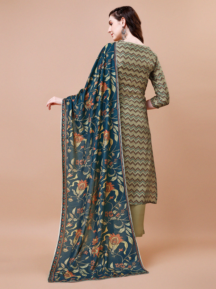 Olive Printed Kurta Suit Set Product vendor