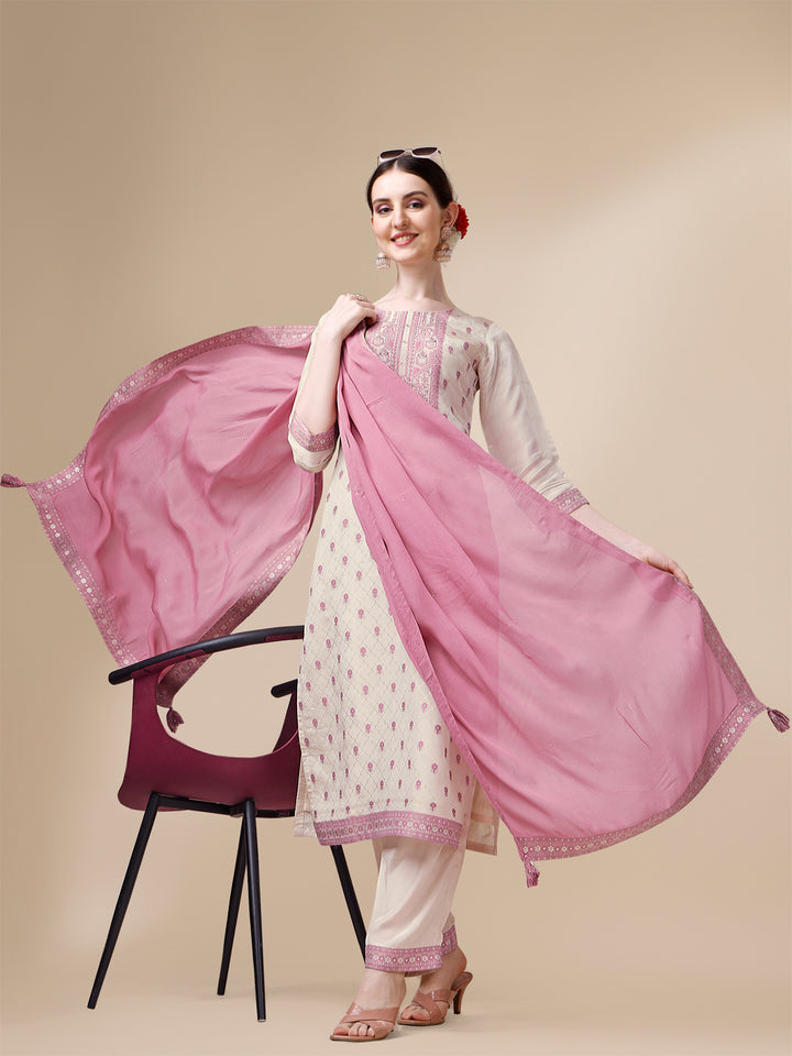 Cream Jacquard Tissue Kurta Suit Set Product vendor