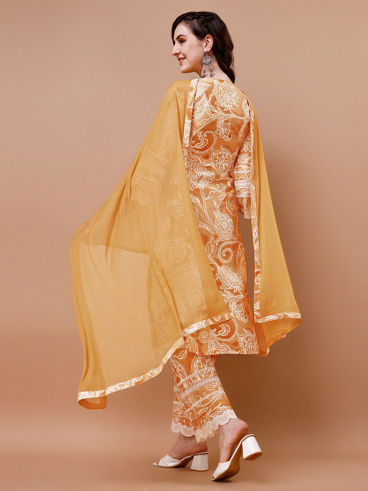 Mustard Yellow Printed Kurta Suit Set Product vendor