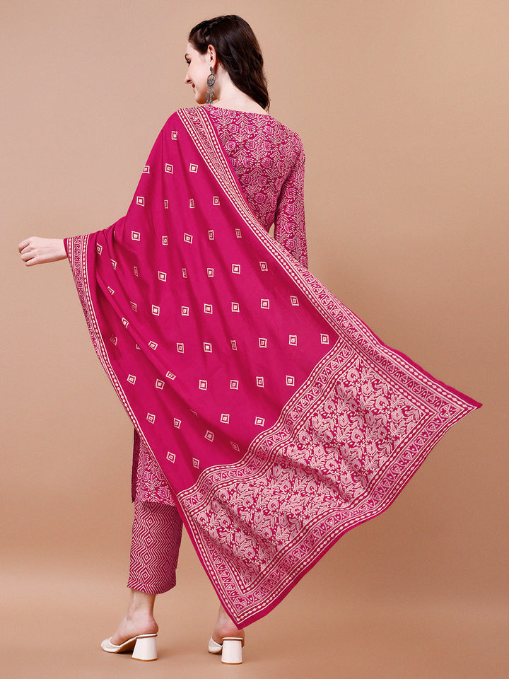 Pink Printed Kurta Suit Set Product vendor