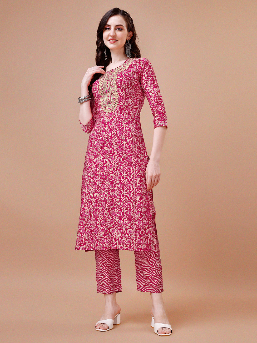 Pink Printed Kurta Suit Set Product vendor