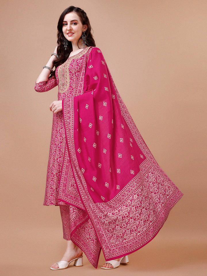 Pink Printed Kurta Suit Set Product vendor