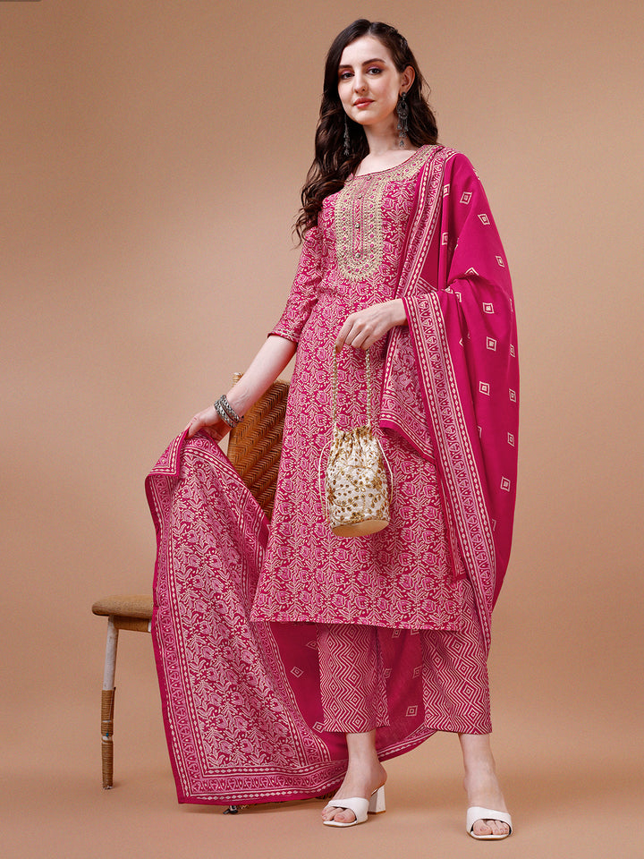 Pink Printed Kurta Suit Set Product vendor