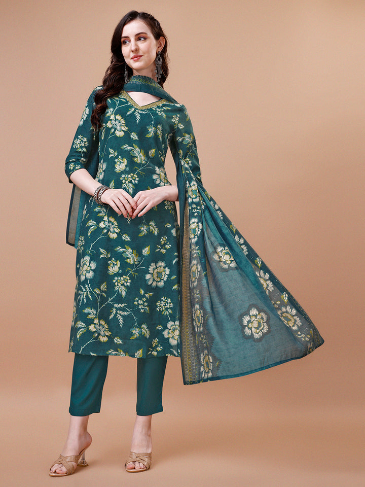 Green Printed Kurta Suit Set Product vendor