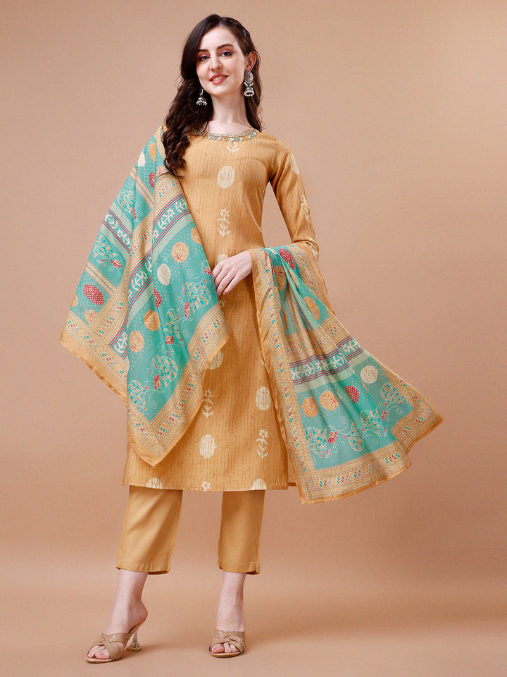 Mustard Printed Kurta Suit Set Product vendor