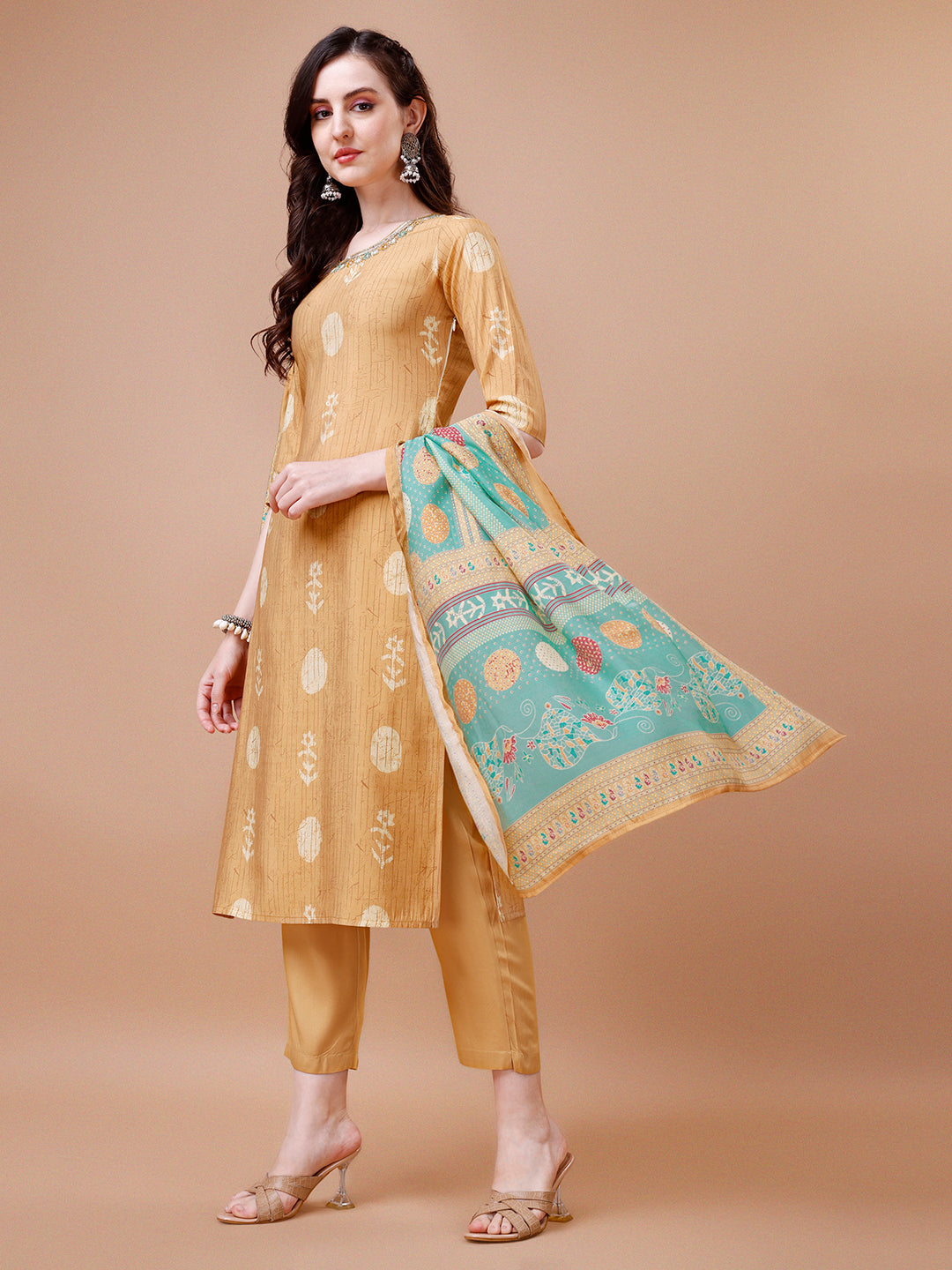 Mustard Printed Kurta Suit Set Product vendor