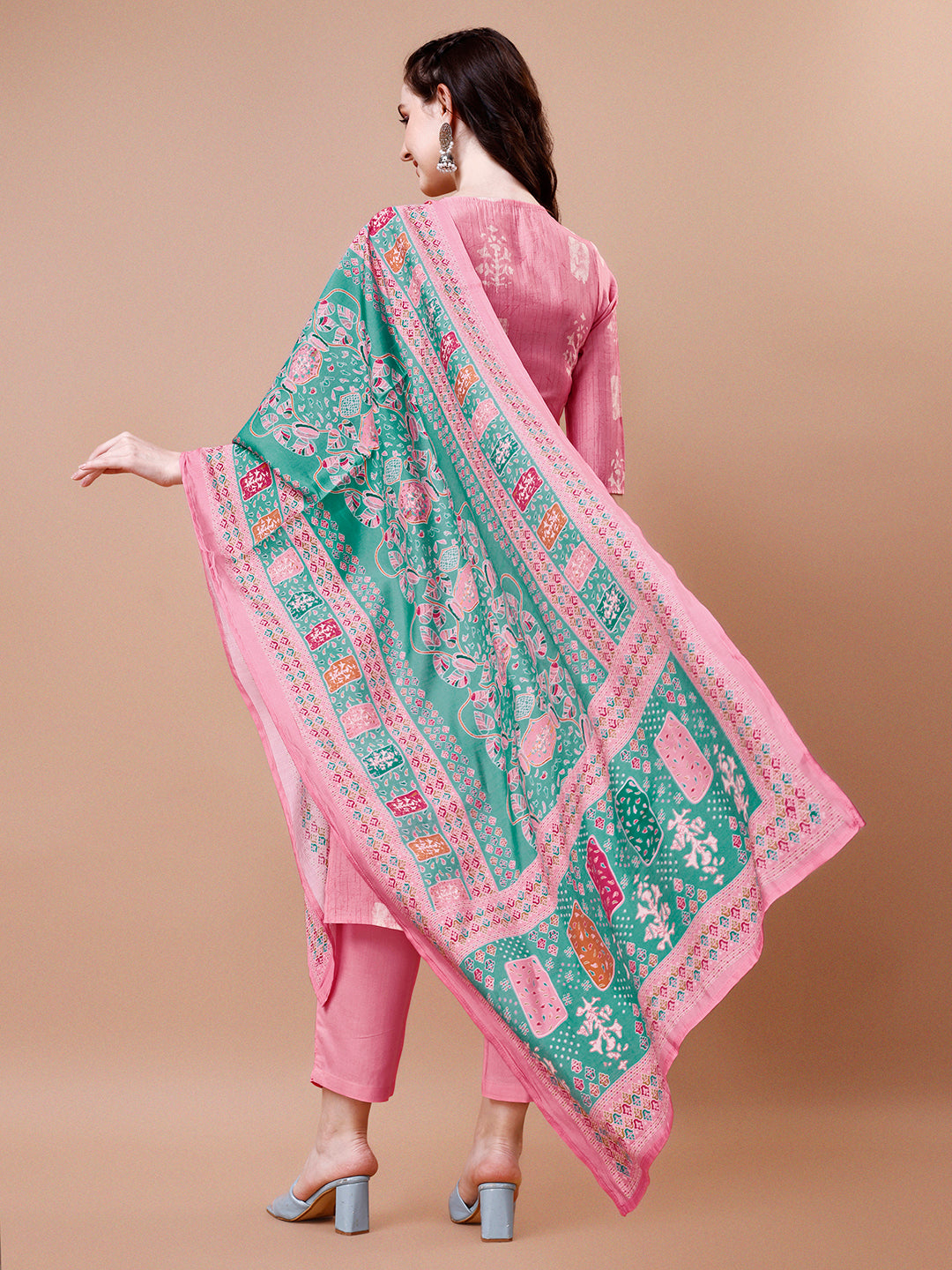 Baby Pink Printed Kurta Suit Set Product vendor
