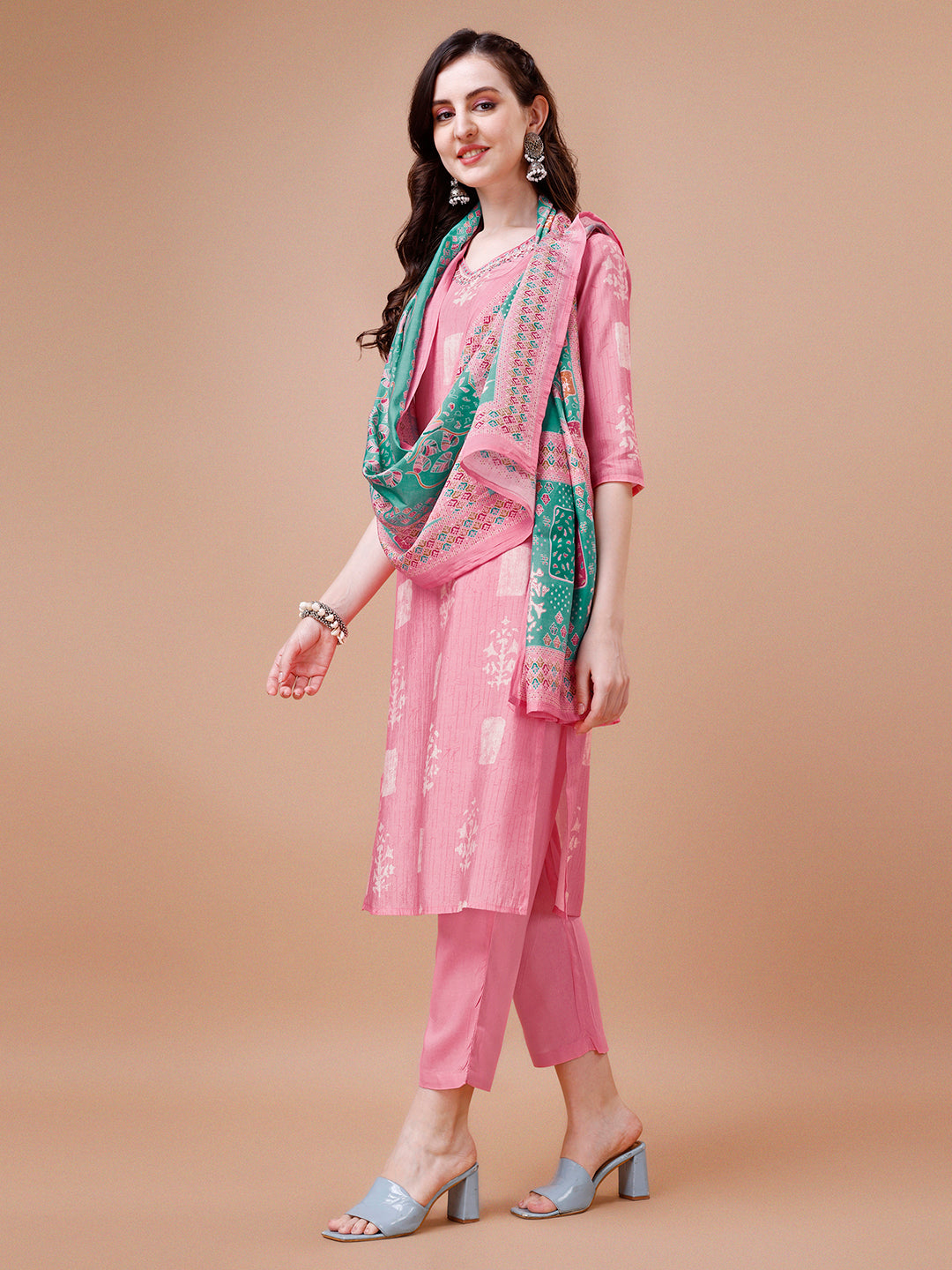 Baby Pink Printed Kurta Suit Set Product vendor