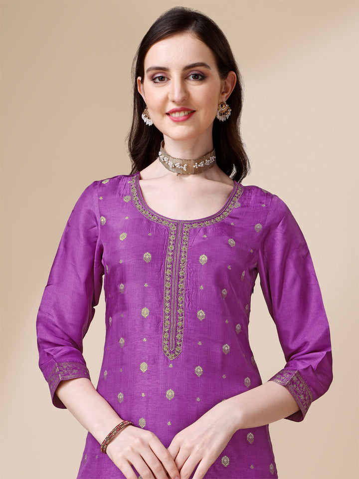 Purple Jacquard Kurta Suit Set Product vendor