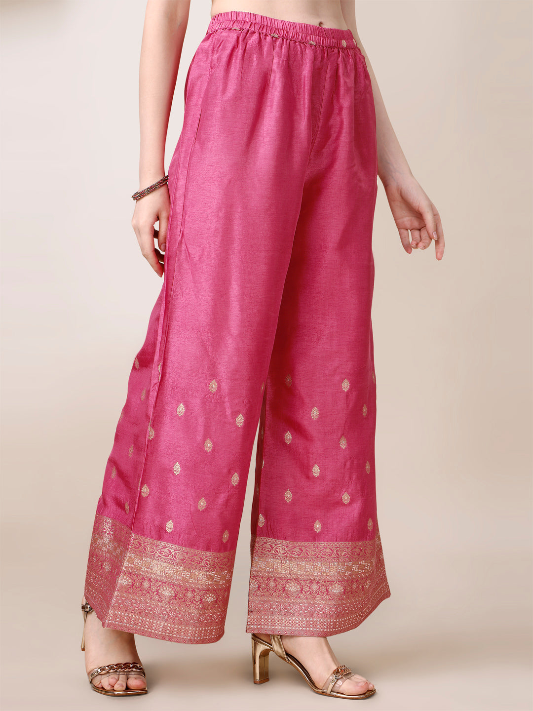 Pink Jacquard Pallazo Suit Set Product vendor