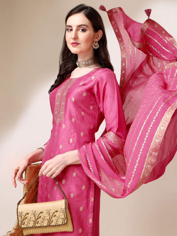 Pink Jacquard Pallazo Suit Set Product vendor