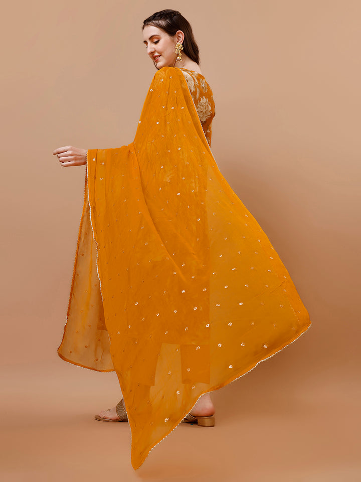 Mustard Yellow Printed Alia Cut Kurta Suit Set Product vendor