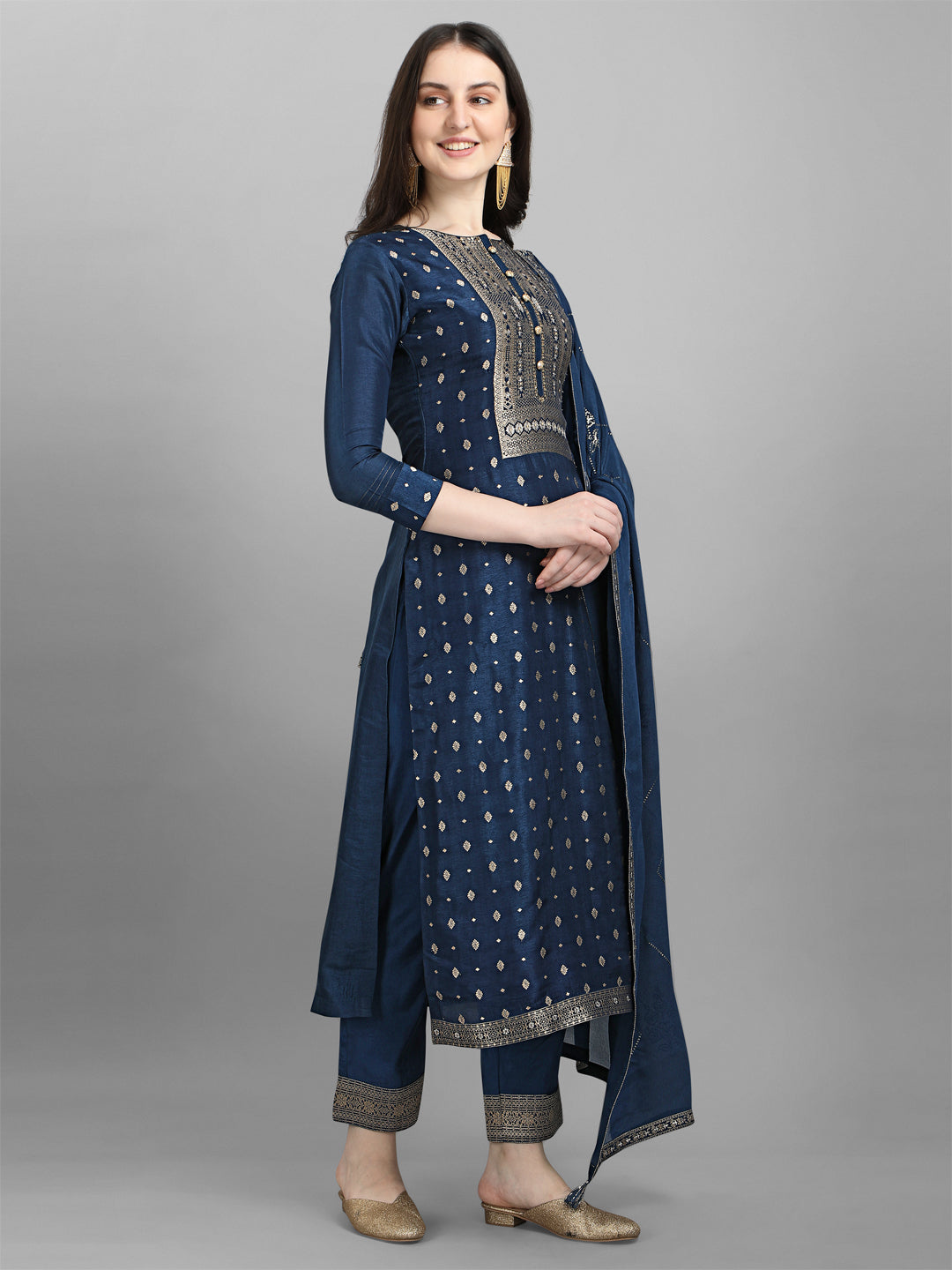 Blue Jacquard Kurta Suit Set Product vendor