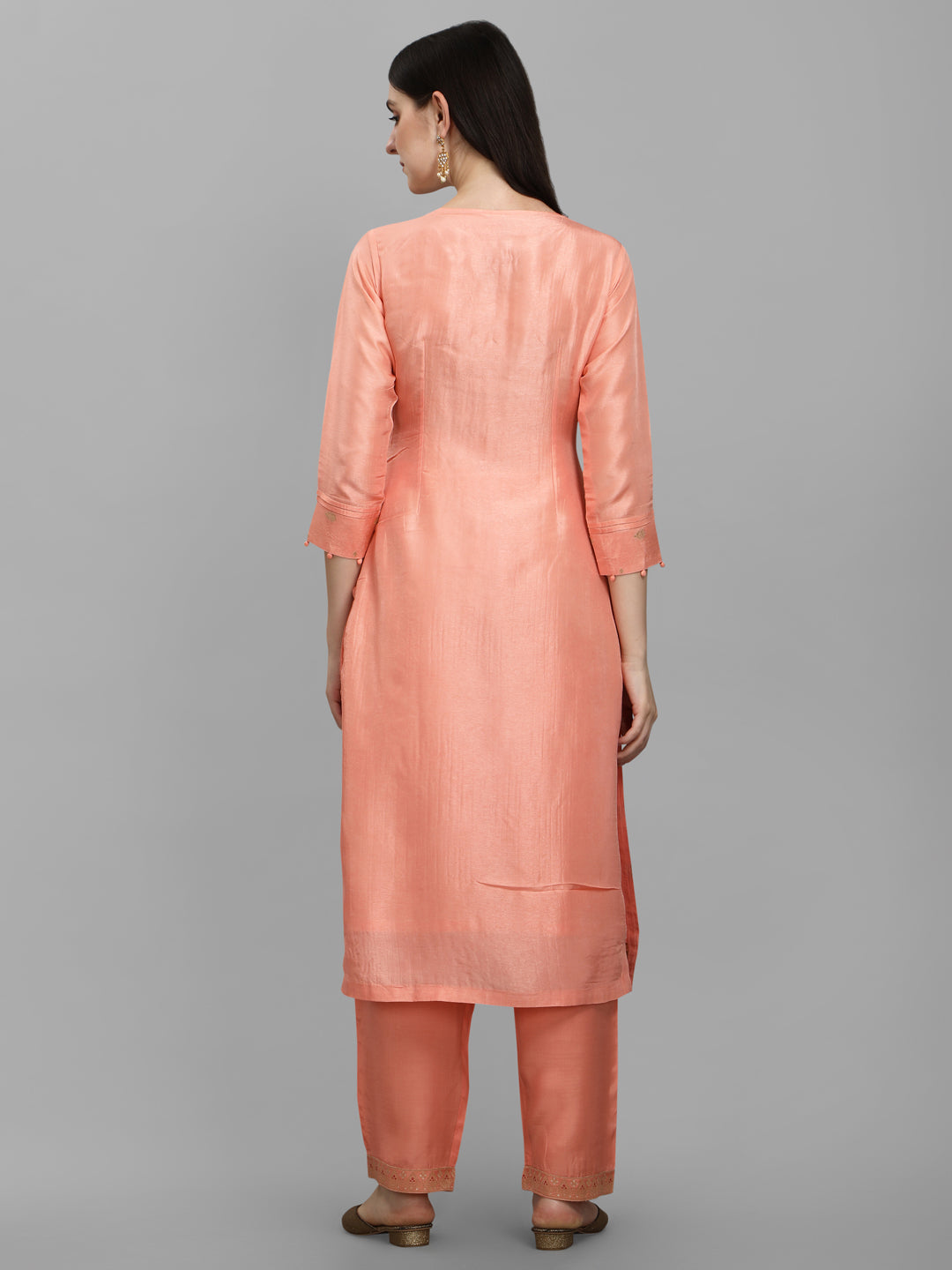 Peach Jacquard Bandhani Kurta Product vendor