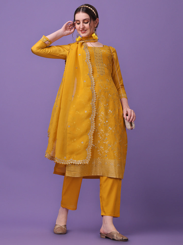 Yellow Jacquard Kurta Suit Set Product vendor