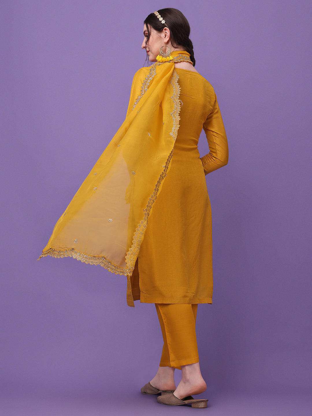 Yellow Jacquard Kurta Suit Set Product vendor