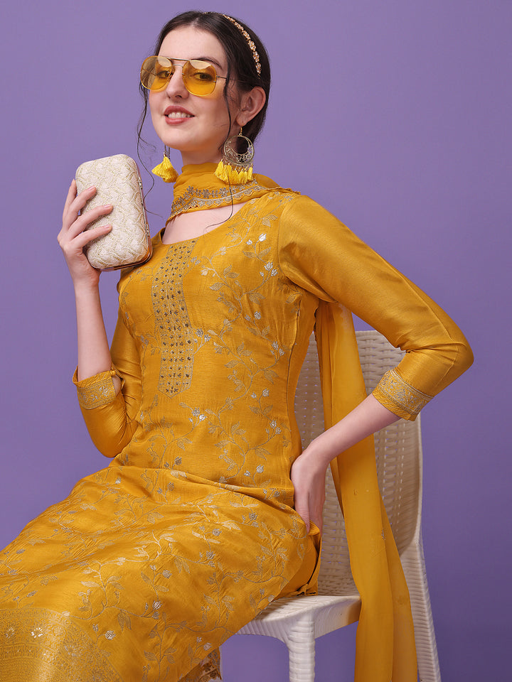 Yellow Jacquard Kurta Suit Set Product vendor