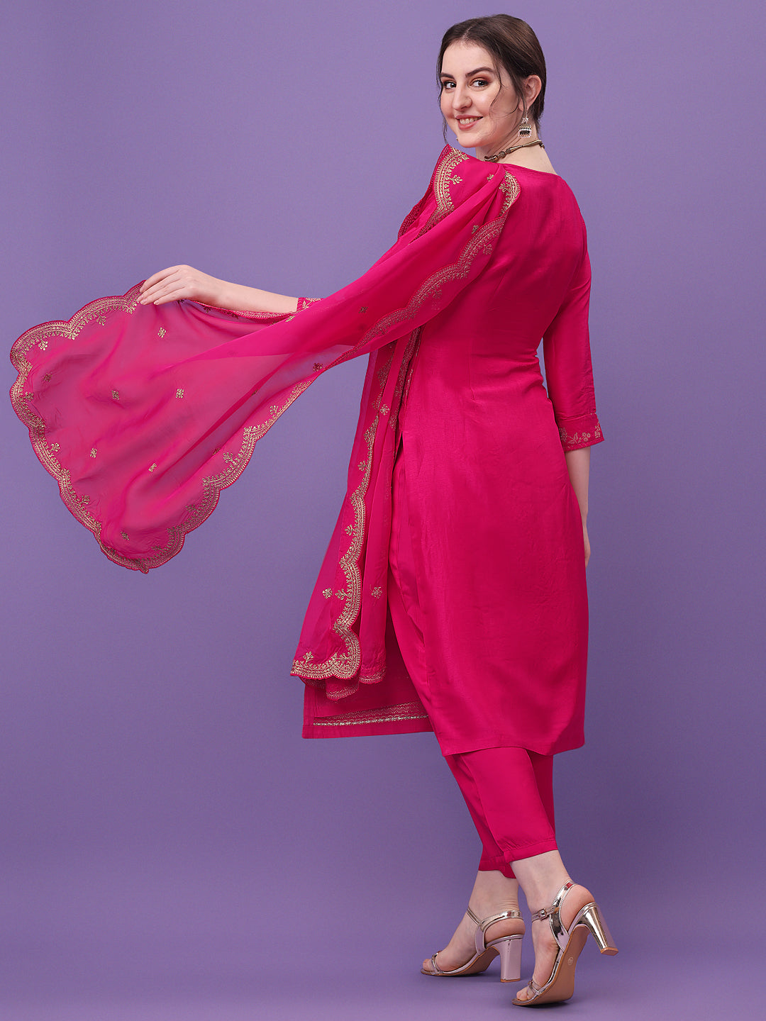 Pink Jacquard Kurta Suit Set Product vendor