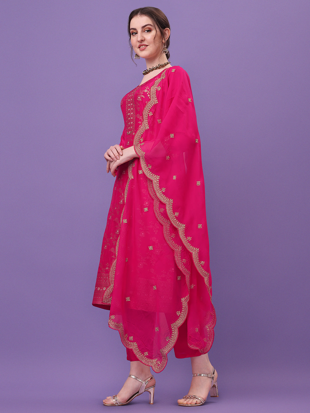 Pink Jacquard Kurta Suit Set Product vendor