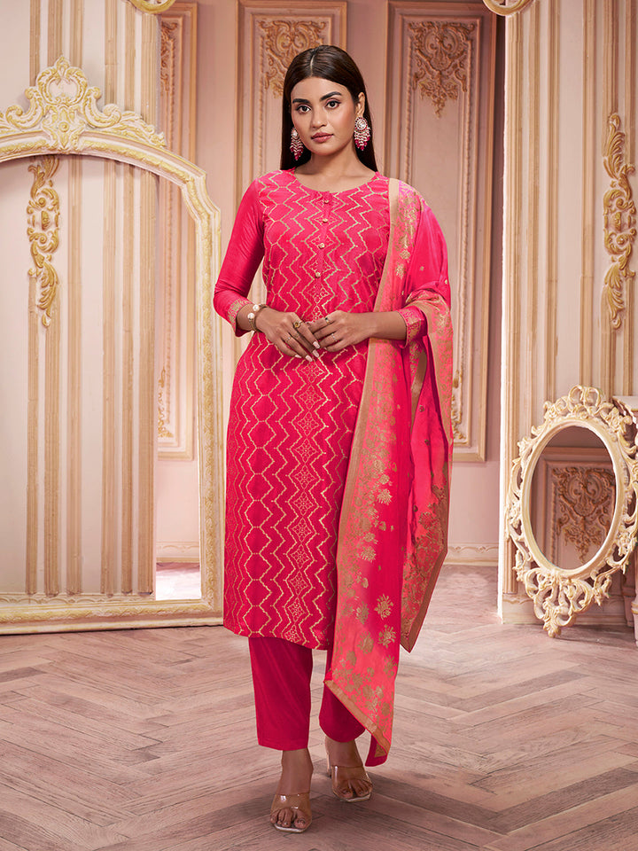 Red Zari Jacquard Kurta Suit Set Product vendor