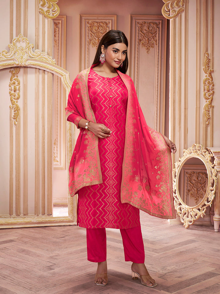 Red Zari Jacquard Kurta Suit Set Product vendor