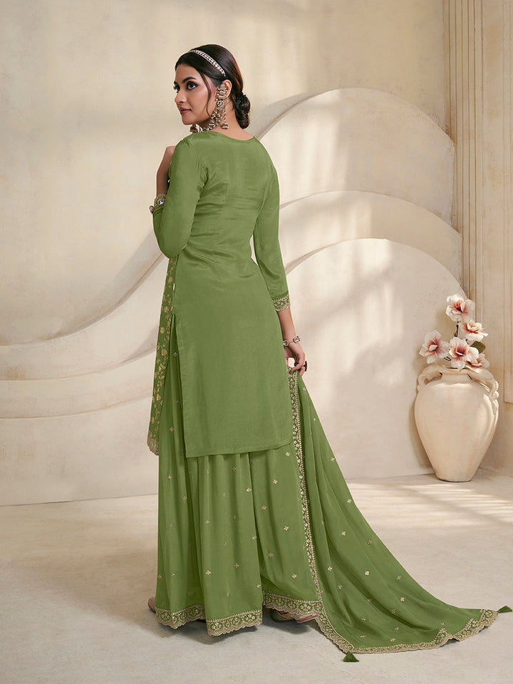 Green Jacquard Embroidered Sharara Suit Set Product vendor