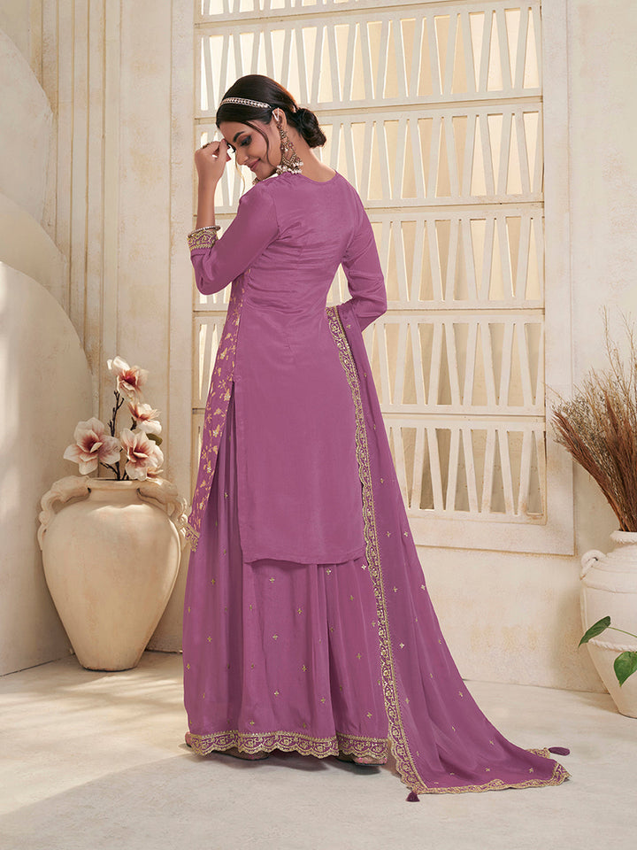 Purple Jacquard Embroidered Sharara Suit Set Product vendor