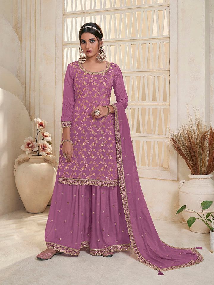 Purple Jacquard Embroidered Sharara Suit Set Product vendor