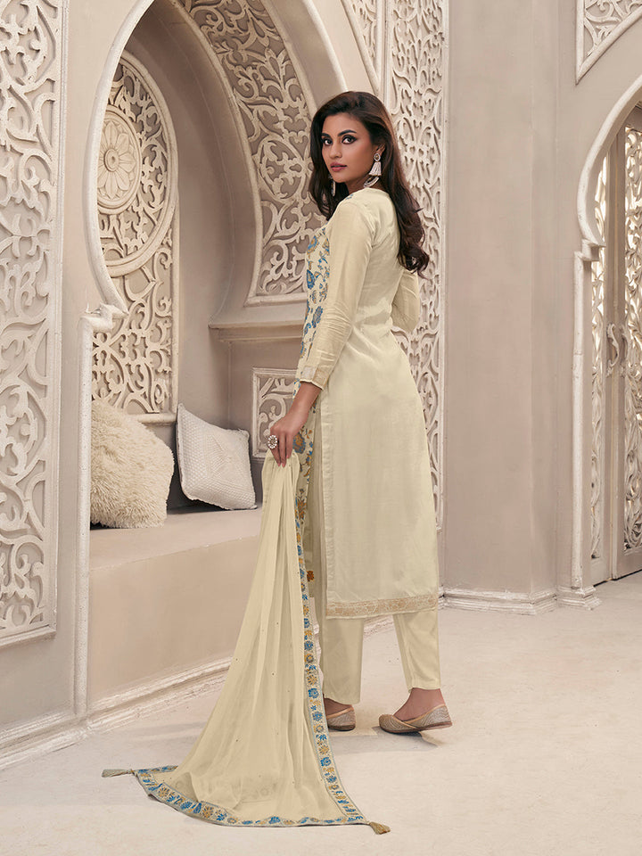 Off-White Meena Jacquard Colour Floral Kurta Suit Set Product vendor