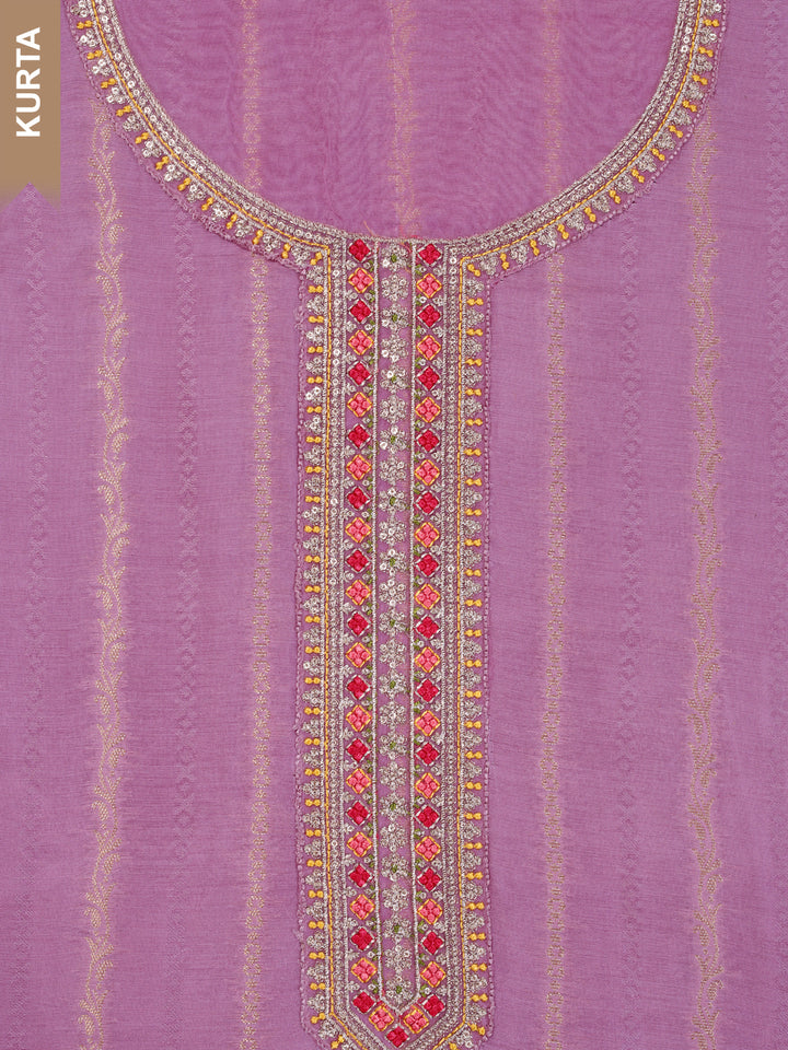 Purple Muslin Top & Floral Muslin Dupatta, Unstitched Salwar Suit