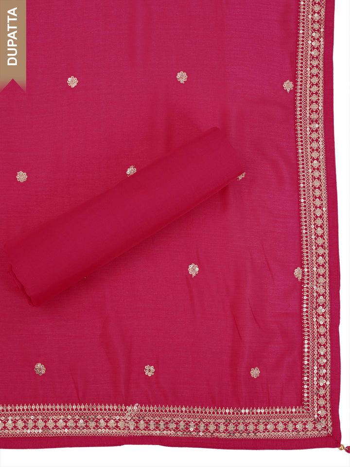 Pink Chinon Embroidery Unstitched Salwar Suit