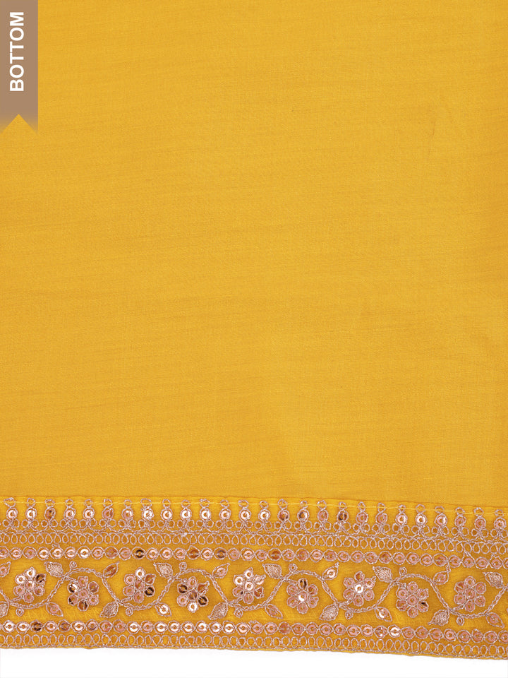 Yellow Chinon Embroidery Unstitched Salwar Suit