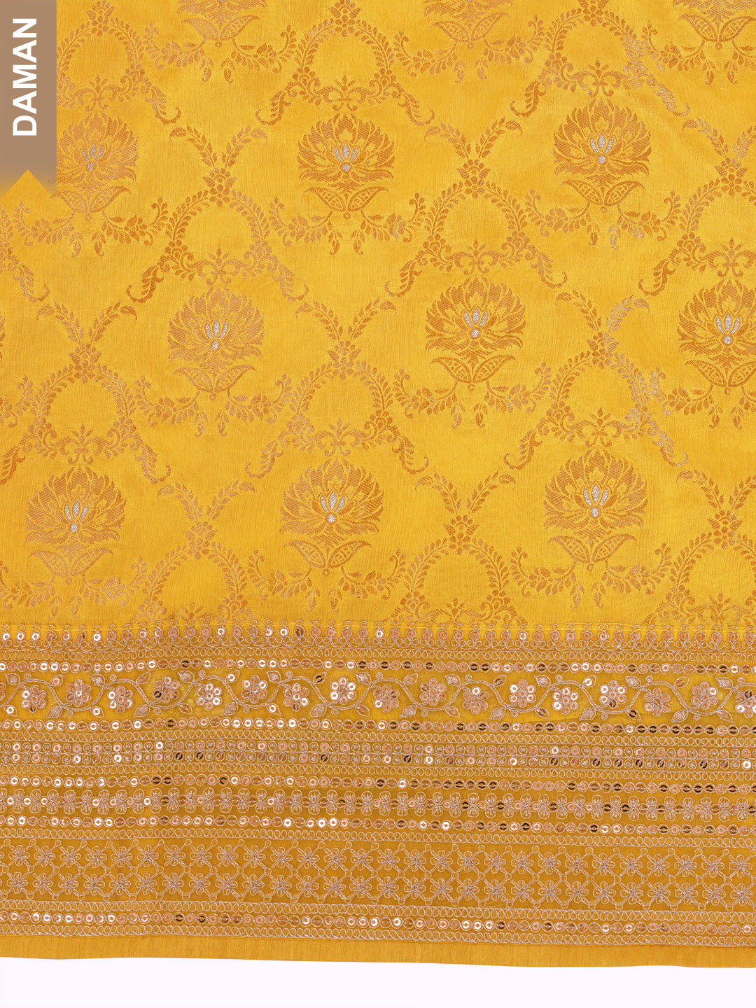 Yellow Chinon Embroidery Unstitched Salwar Suit