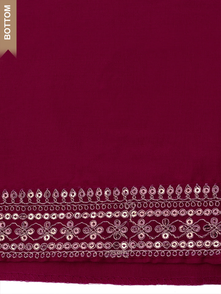 Wine Chinon Embroidery Unstitched Salwar Suit