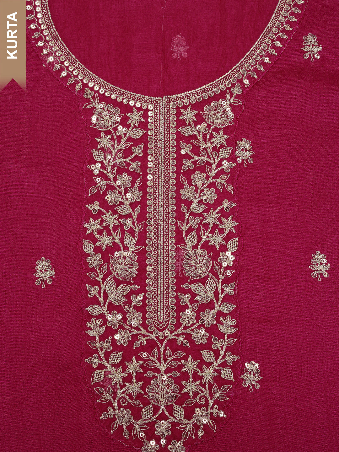 Pink Silk Georgette Top with Embroidery and Sequins, Unstitched Salwar Suit