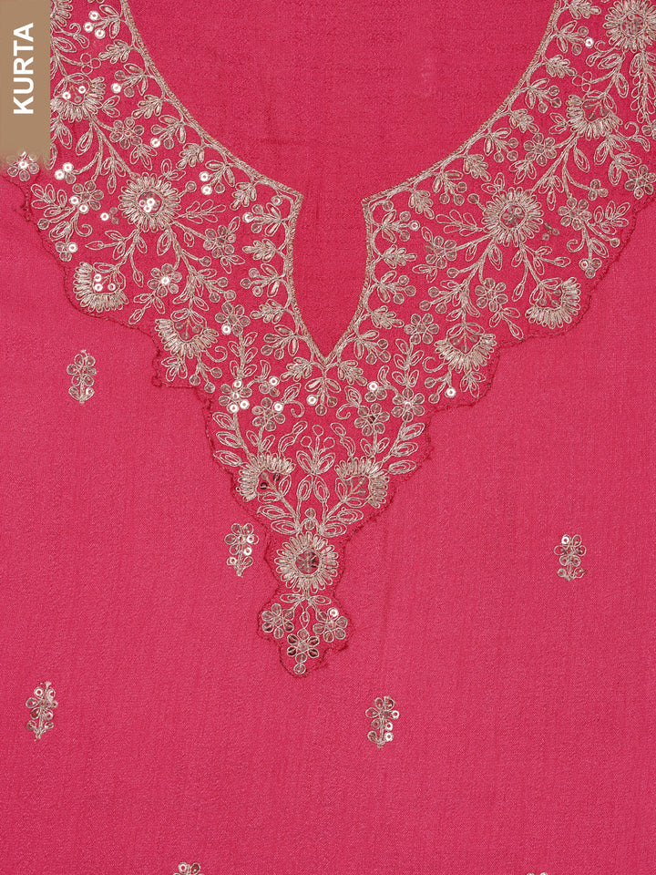 Pink Silk Georgette Top with Sequins Embroidery, Unstitched Salwar Suit.