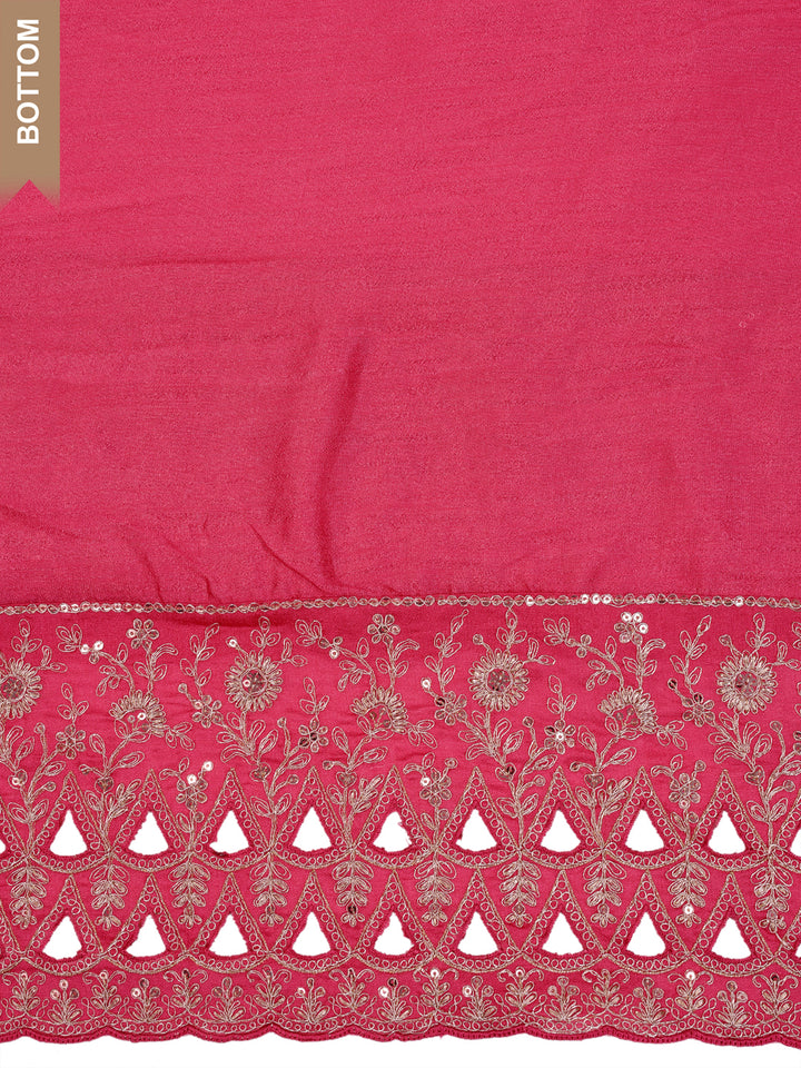 Pink Silk Georgette Top with Sequins Embroidery, Unstitched Salwar Suit.