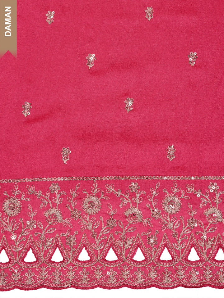 Pink Silk Georgette Top with Sequins Embroidery, Unstitched Salwar Suit.