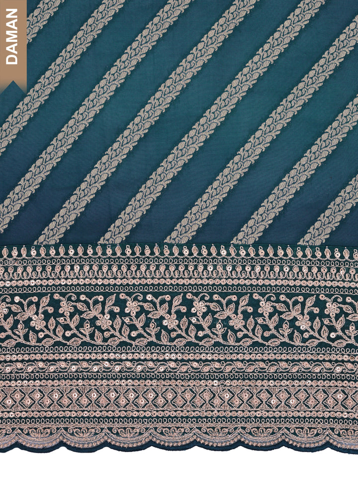 Blue Silk Jacquard Weave Unstitched Salwar Suit