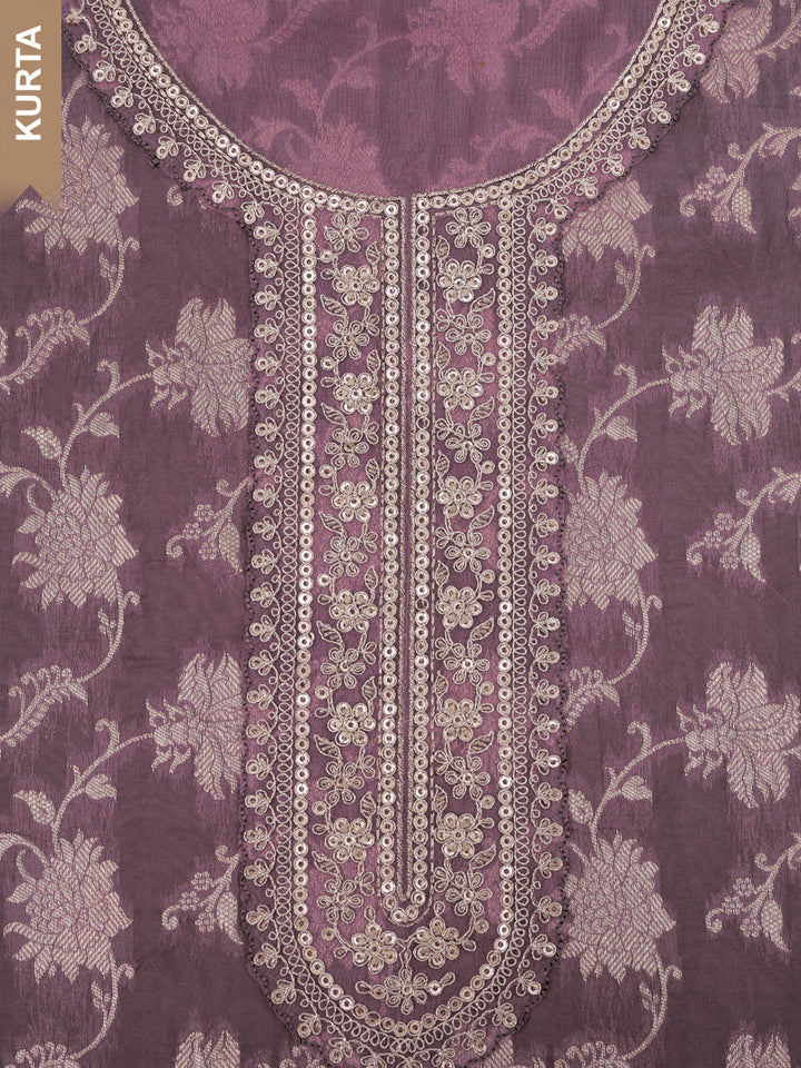 Voilet Silk Jacquard Weave Unstitched Salwar Suit